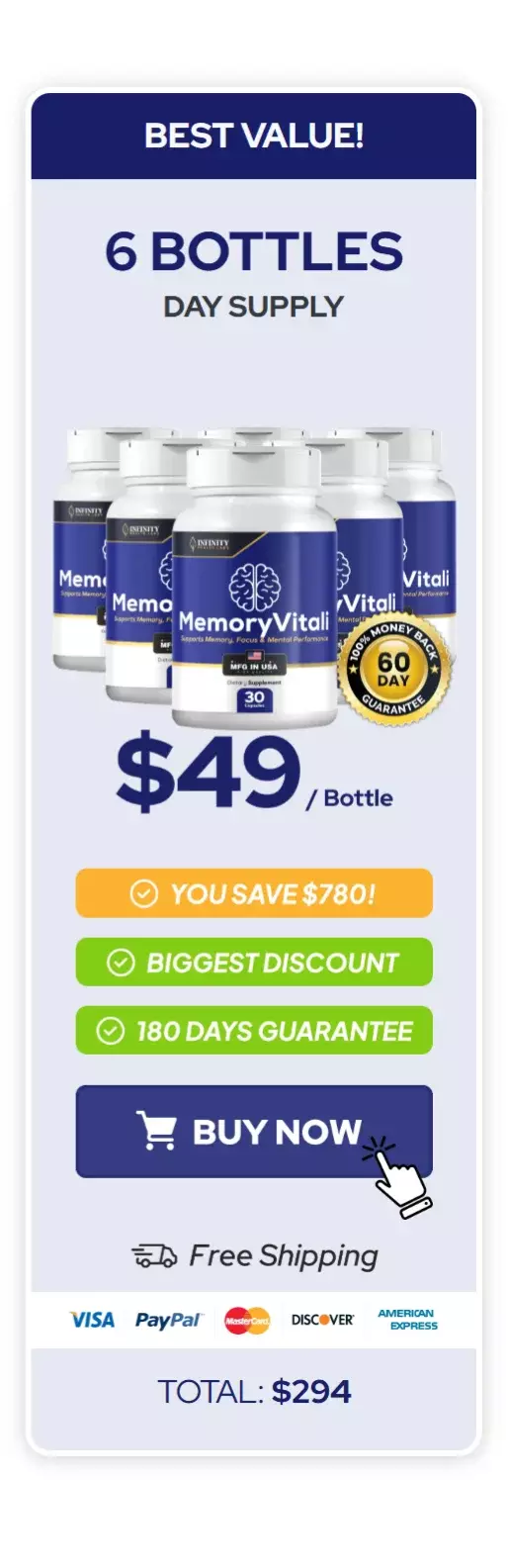 MemoryVitali™ 6 bottles pricing